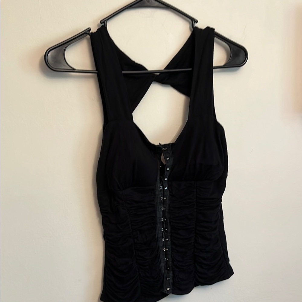 Silver gate Black Sleeveless Cut Out Tank Top